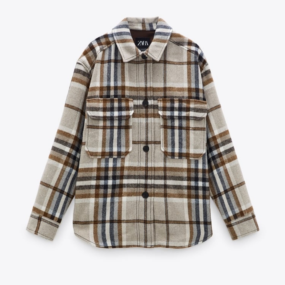 Zara wool blend plaid overshirt